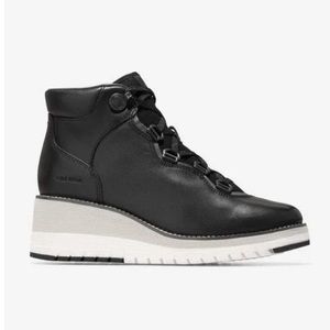 - NWT Cole Haan ZERØGRAND City Lace-Up Wedge waterproof Boot in Black.